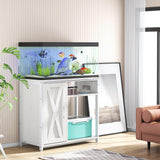 ZERDER Aquarium Stand with Power Outlets, Cabinet for Fish Tank Accessories Storage, Heavy Duty Metal Fish Tank Stand for Turtle Tank (White, 40-50 Gallons) ZERDER