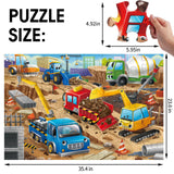 Jumbo Floor Puzzle for Kids,Construction Site Jigsaw Large Puzzles,48 Piece Construction Vehicle Puzzle for Toddler Ages 3-5,Children Learning Preschool Educational Toys,Gift for 4-8 Years Old IFLOVE