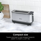 Ninja ST101 Foodi 2-in-1 Flip Toaster, 2-Slice Capacity, Compact Toaster Oven, Snack Maker, Reheat, Defrost, 1500 Watts, Stainless Steel, 6 Functions Ninja