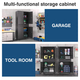 AFAIF Black Metal Storage Cabinet with Wheels, 73" Tall Garage Rolling Storage Cabinet with Doors and Shelves, Lockable Tool Cabinet Steel Locking Cabinets for Home Office, Garage, Pantry AFAIF