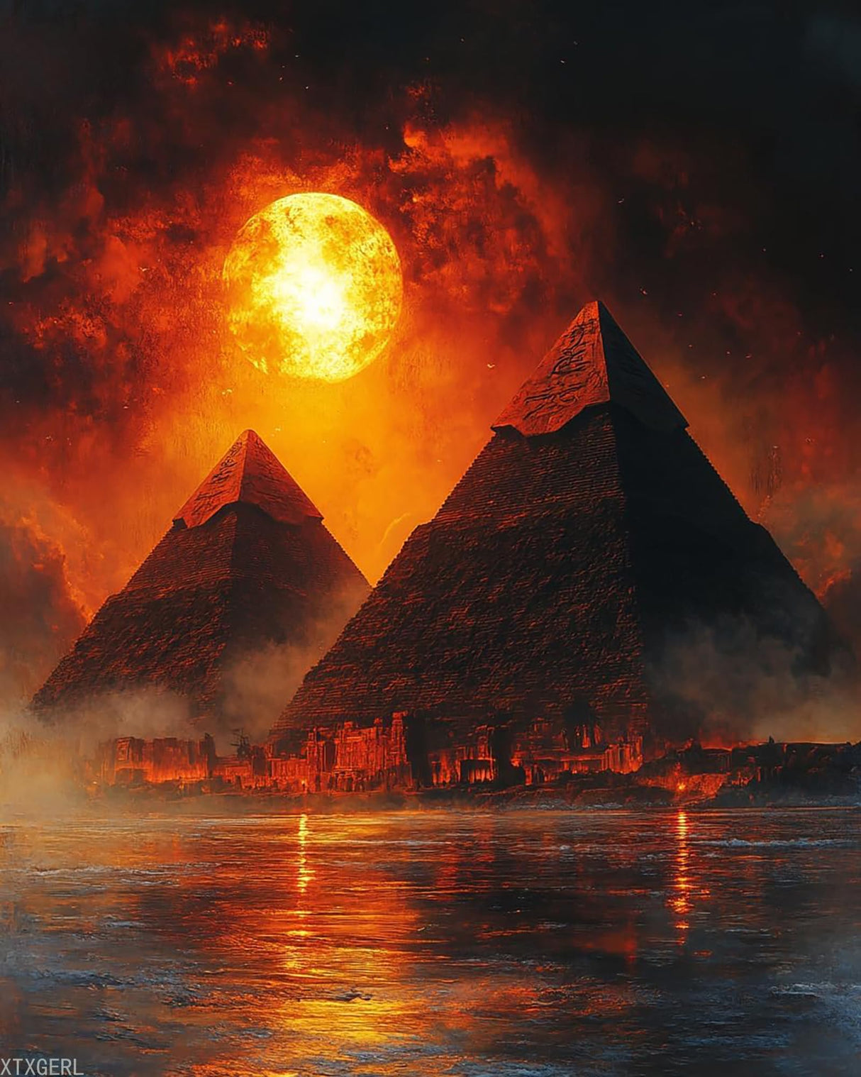 XTXGERL Paint by Numbers, Landmark Egyptian Pyramids at Dusk, Adult Crafts Adult Paint by Number Kits, Arts Crafts for Home Decor (No Frame, 16x20 inch) XTXGERL