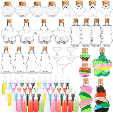 Havawish 78 Pcs Sand Art Kits Include Plastic Colored Sand Art Bottles, Mini Plastic Funnels Containers Collection Bottles for Craft Wedding Birthday Party Decoration Havawish