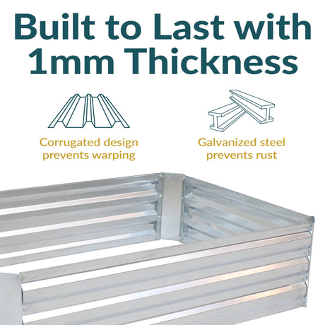 Sunnydaze 11.75" H Raised Metal Garden Bed - Galvanized Raised Garden Bed Outdoor for Vegetables and Flowers - Silver - 4' x 3' Rectangle Sunnydaze