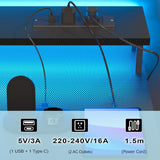 TIQLAB Gaming Desk with Power Outlets & LED 47 Inch Ergonomic Computer Carbon Fiber Surface Gamer Desk, Large Monitor Stand, Headphone Hook, PC Workstation for Bedroom, Black Desk TIQLAB