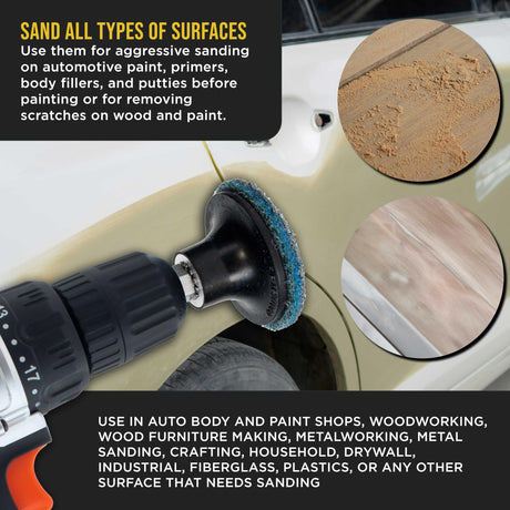 Dura-Gold 46-Piece 2" Diameter Surface Conditioning Sanding Discs Variety Pack - 15 Each Coarse, Medium, Fine Grit Quick Change Roll Lock, 1/4" Backing Pad - Removes Rust Oxidation and Paint Removal Dura-Gold