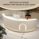 odrma Retail Counter, Arc Receptionist Desk for Beauty Salon Clothing Store Retail Counter, Office Boutique Lobby, Customized Logo No Assembly Required Ships in One Piece, with Hidden LED Lighting odrma