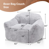 Homguava Beanbag Chair Bean Bag Chairs for Adults Bean Bags Giant Bean Bag Sofa with Spacious Cushion Bean Bag Couch with Armrest Large Bean Bag Chair with Filler for Living Room Bedroom (Light Grey) Homguava
