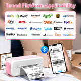 Bluetooth Shipping Label Printer, 4x6 Thermal Label Printer for Shipping Packages & Small Business, Compatible with IOS, Android, Windows and Mac, Widely Used for Ebay, Shopify, Amazon, Etsy (Pink) NelkoGlobal