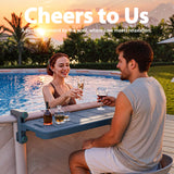 POOLHACKER Poolside Bar, Swim Up Bar Exclusively for Above-Ground Round Pools. Patio Poolside Table Smart Fold Easy Maintenance, Weather Resistant Stable Tabletop (Phantom Gray) POOLHACKER