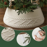 Treory Knitted Christmas Tree Collar: Cream Crossed Diamond Edge Chunky Cable Knit Christmas Tree Collars for Artificial Trees, Farmhouse Rustic Tree Ring Tree Skirt for Christmas Home Décor Treory