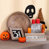FESTWIND Halloween Home Decor, Happy Halloween Block Sign for Shelf, Mantel, Table, Halloween Decorations Indoor, Embossed Metal With Wood Frame FESTWIND