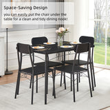 VECELO Dining Table Set for 4, 5 Piece Dinette with Chairs for Kitchen, Breakfast Nook and Small Space, Black VECELO