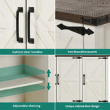 YITAHOME Farmhouse Sideboard Buffet Cabinet with Storage, 59" Kitchen Storage Cabinet with Adjustable Shelves for Living Room, Entryway, Rustic White YITAHOME