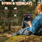 Portable Power Station 120W, 110V Power Bank with AC Outlet, Portable Generator 97.6Wh External Lithium Battery Pack with USB C Input for Camping Home Use Van Life Adventure ZeroKor
