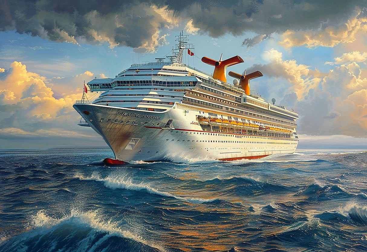 DIY 5D Full Drill Sea Cruise Square Diamond Art Painting by Number Kits for Adults and Crystal Rhinestone Cross Stitch Ocean Landscape Pictures for Wall Decoration (40x30CM/16x12IN) WoodArtSupply