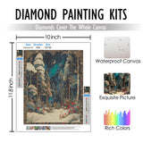 RLTXBUK Christmas Enchanted Forest Diamond Art Kits, Magical Winter Forest Xmas Holiday Gem Diamond Painting Art Kits for Adults Kids Beginners, Christmas Home Room Decor 9.8x11.8 Inch RLTXBUK