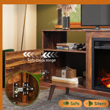 WLIVE TV Stand for 65 Inch TV, 58 Inch Entertainment Center with 18 Inch Electric Fireplace, Media Console with 2 Storage Cabinets for Living Room, Bedroom and Office, Rustic Brown WLIVE