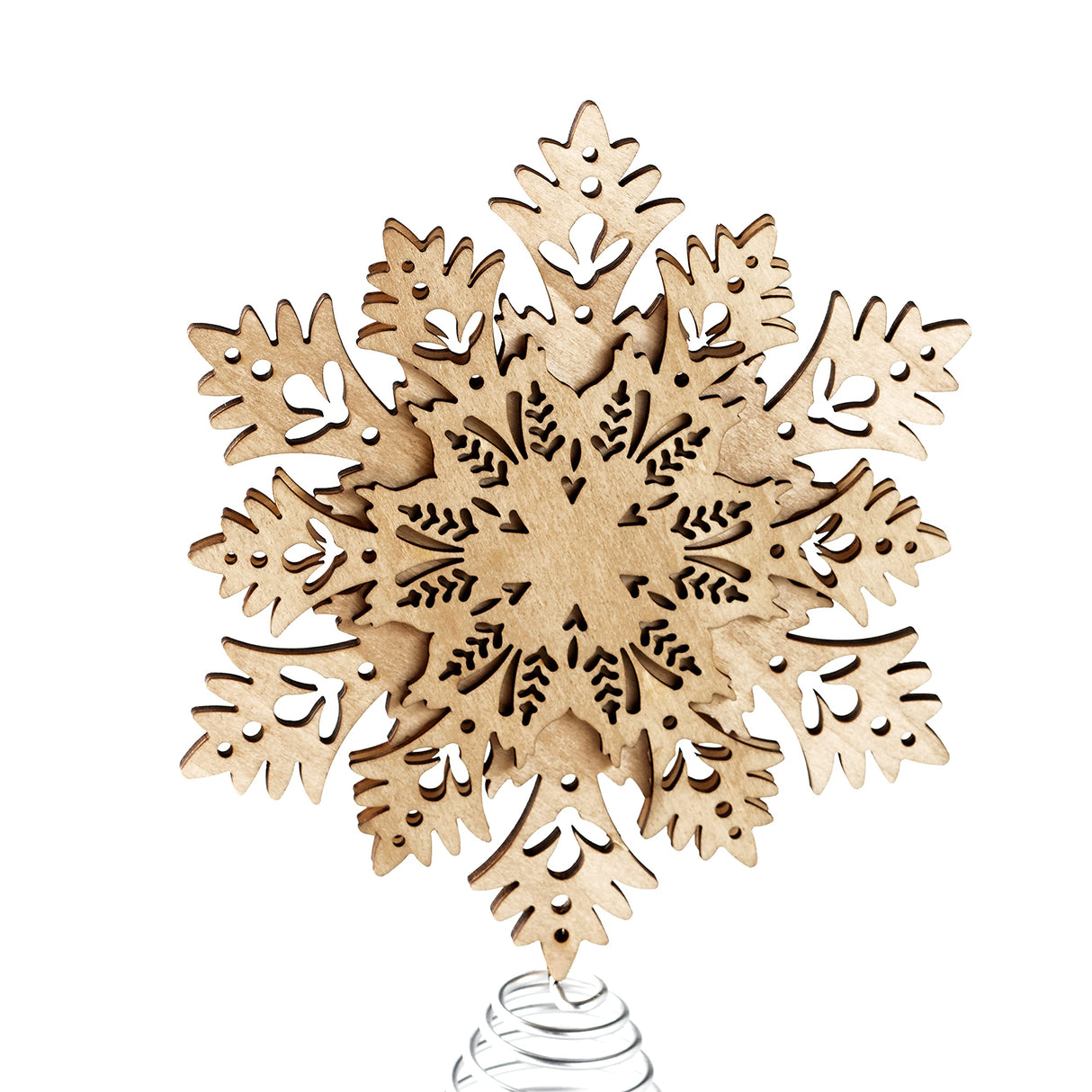 Snowflake Tree Topper - Wooden Christmas Ornament with Carved Look The Lakeside Collection