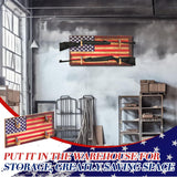Colingmill Wall Mount Gun Rack Indoor Gun Rack for 2 Guns Wooden Gun Display Rack Wood Gun Storage Shelf with Flag Background Guns Wall Holder for Guns, Bows and Arrows Colingmill