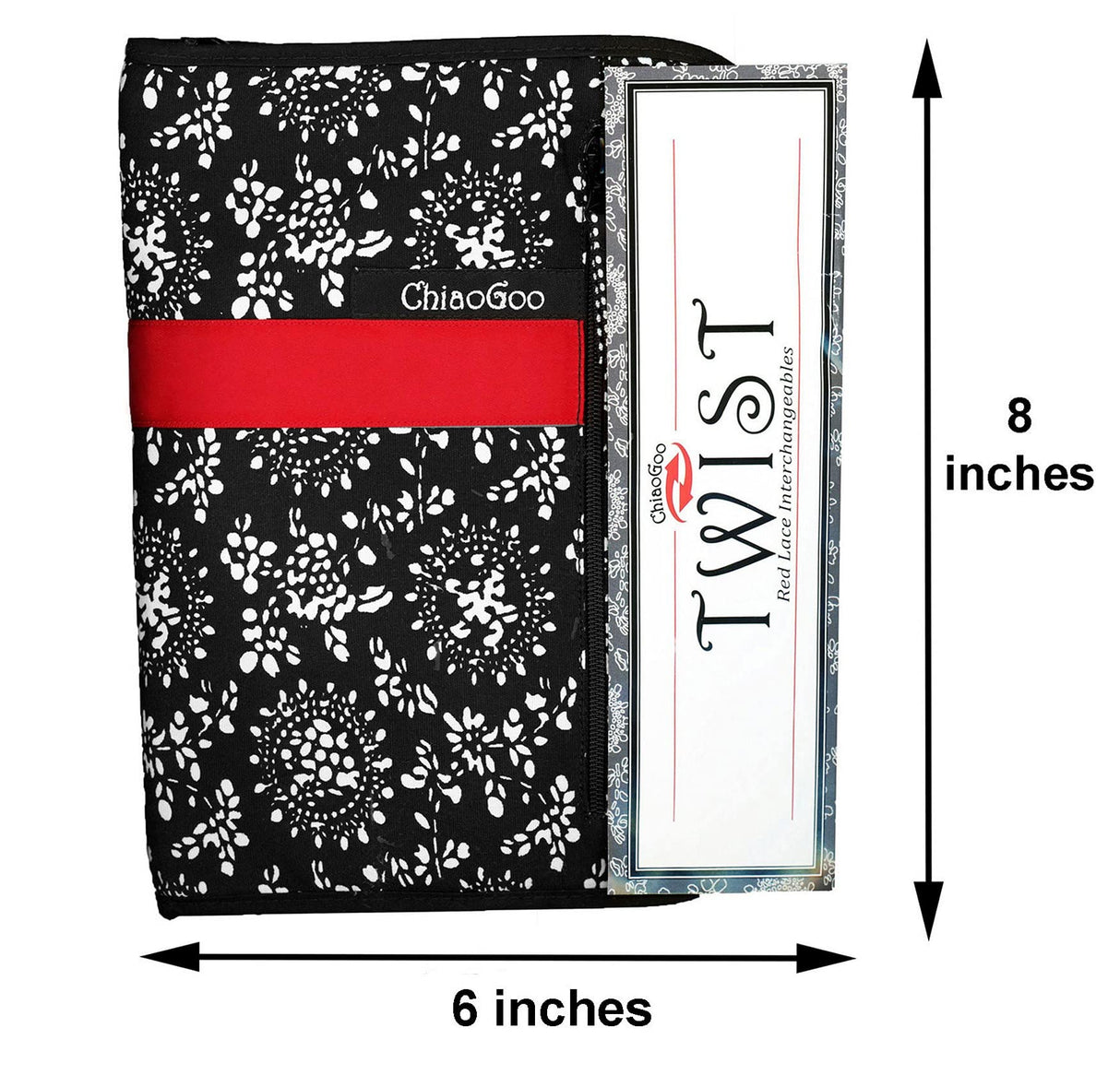 ChiaoGoo Twist Red Lace 4-Inch Small 7400-S Interchangeable Circular Knitting Needle Set, Sizes US 2, 3, 4, 5, 6, 7, 8, Stainless Steel with 4 Cords with Project Bag ChiaoGoo