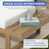 Soleil Jardin 4 Piece Acacia Wood Patio Furniture L-Shaped Outdoor Sectional Sofa Set with Coffee Table, FSC Certified Conversation Set with Built-in Side Table and Cream White Cushions for Garden Soleil Jardin
