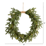 Nearly Natural 24in. Holiday Christmas Pre-Lit Cascading Pine Artificial Wreath Nearly Natural