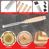 Dreyoo 1Pack No. 4 Adjustable Wooden Hand Plane with 2 Inch Blade & 4PCs 9.5in Wood Chisel for Woodworking with Cap, CR V Steel Beveled Edge Blade Chisel, Professional Carpenter Tools for Woodworking Dreyoo