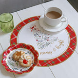 Kate Aspen 13" Disposable Holiday Placemats/Chargers, 24-Pack – Spillproof & Durable Merry & Bright Christmas Tree Design & Festive Red & Green Plaid Border Kate Aspen