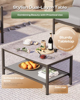 Oasbira Aluminum Outdoor Patio Furniture Set, HDPE Rope 4 Piece Modern Sectional Conversation Sets with Dual-Layer Coffee Table, All Weather Patio Couch Sets with Thick Cushions, Gray Frame, Gray Oasbira