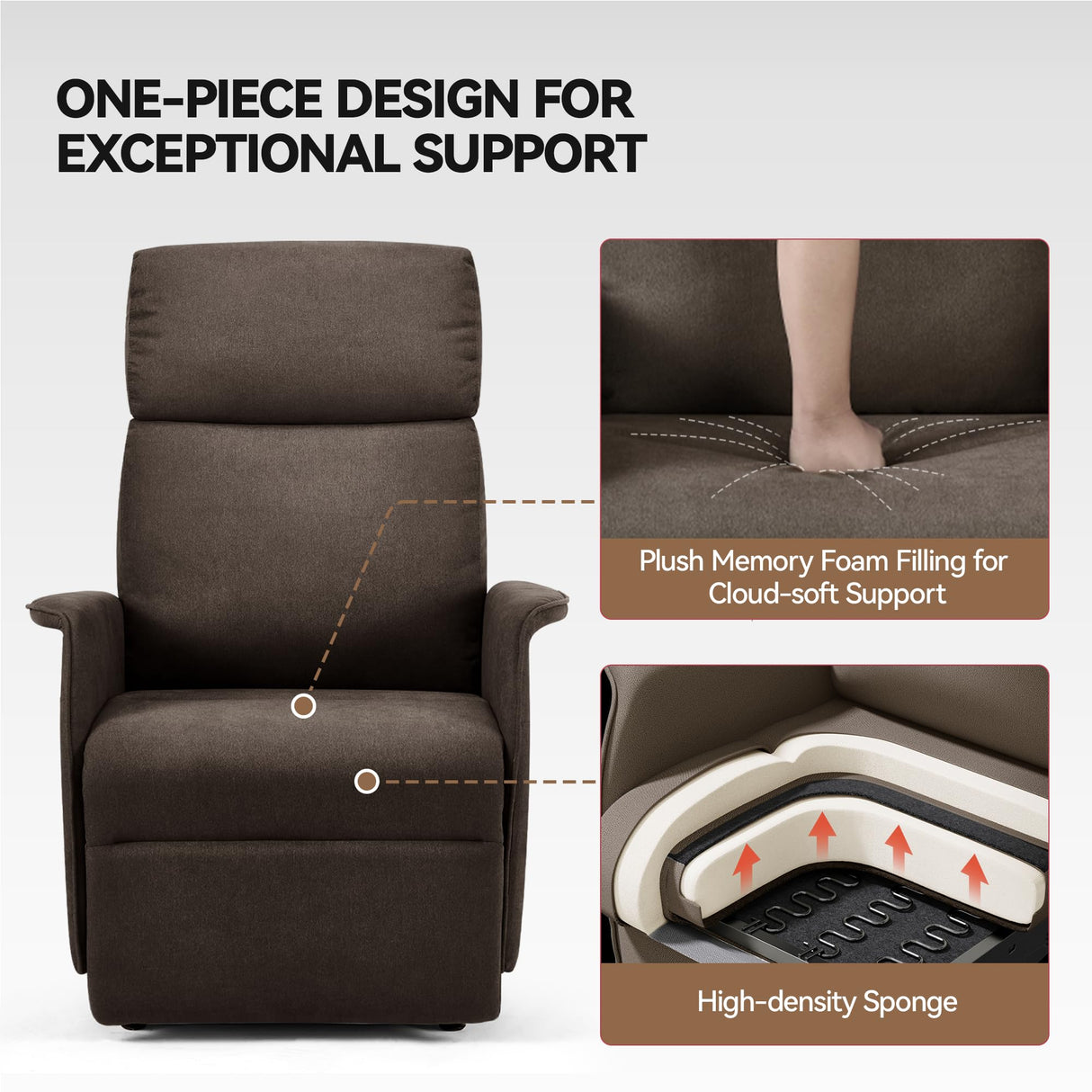 OKUP Power Lift Recliner Chair with Massage and Heat for Elderly, Electric Recliner Chairs for Adults with Side Pocket Remote Control, Infinite Position, Fabric (Brown) OKUP