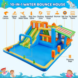 Yaheetech Inflatable Water Slide with Market Stand, Bounce House for Kids Aged 3-8 with 2 Slides for Outdoor Backyard, Splash Pool, Climbing Wall, 750W Air Blower, Ring and Ball Toss Games Yaheetech