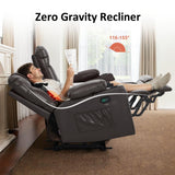 MCombo Zero Gravity Power Loveseat Recliner with Console, Heat and Vibration Massage, Reclining Loveseat Sofa with USB Ports, Cup Holders for Living Room, Faux Leather PR622Sets (Dark Brown) MCombo