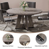 Tribesigns 47-Inch Round Conference Table for 4-6 People, Wooden Meeting Room Table with Thicken Tabletop and Wood Base (Grey) Tribesigns