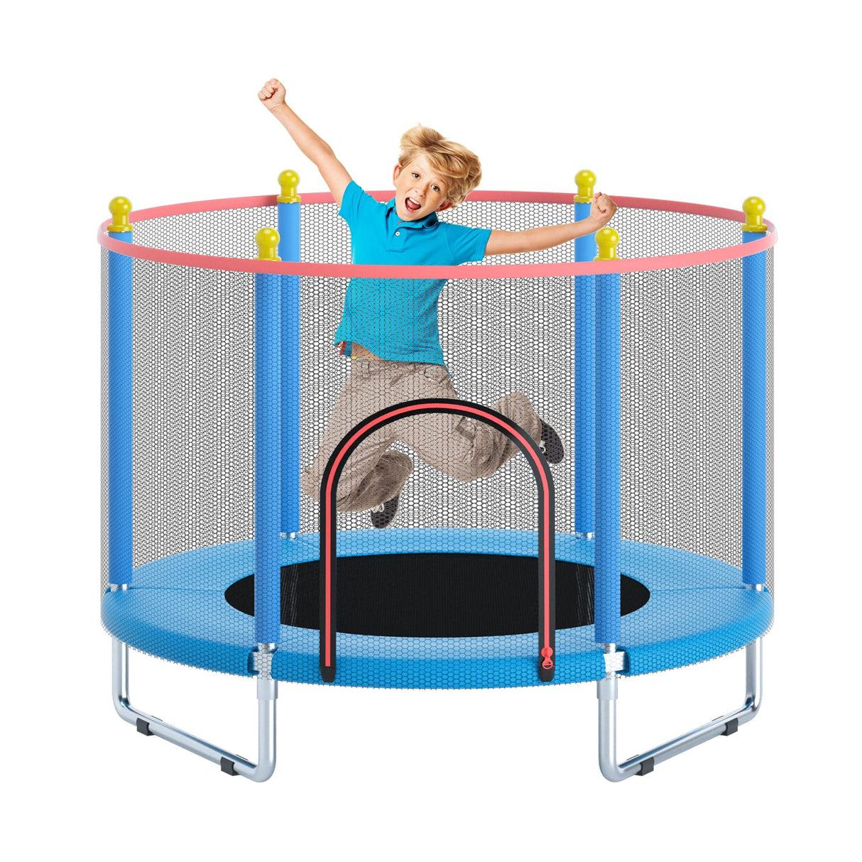 Trampoline for Kids, Telawah Adjustable Toddler Trampoline, Indoor/Outdoor Mini Baby Trampoline with Enclosure Net, No-Gap Safe Design, Trampoline Jumping Mat Gifts for Children Telawah