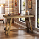 Tribesigns 55.12-Inch Bar Table, Rectangular Home Bar Unit with Stable Trestle Legs, Modern Vintage Counter Height Pub Table for Home Kitchen, Living Room, Balcony, Basement, Rustic Brown Tribesigns