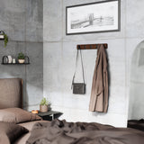 Umbra Flip Wall-Mounted Coat Rack Rail Hook for Hats, Jackets, Bags and More – Modern, Space-Saving Storage Organizer for Entryway, Mudroom, Closet, Bathroom, Bedroom, Kids Room, or Nursery, 5 Hooks, Walnut/Black Umbra