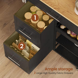 Itaar Kitchen Island with Storage, Rolling Kitchen Island Cart with Shelves and Drawers, Towel Rack, 8 S Hooks, Kitchen Cart on Wheels, for Home, Dining Room, Black Itaar