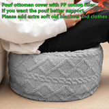 Beawelkomjo Pouf Ottoman Stuffed 20x20x12 Inches Floor Pouf Plush Fiber Ottoman Foot Rest Under Desk Foot Stool for Living Room Bedroom (Light Gray Pouf with Filler) Beawelkomjo