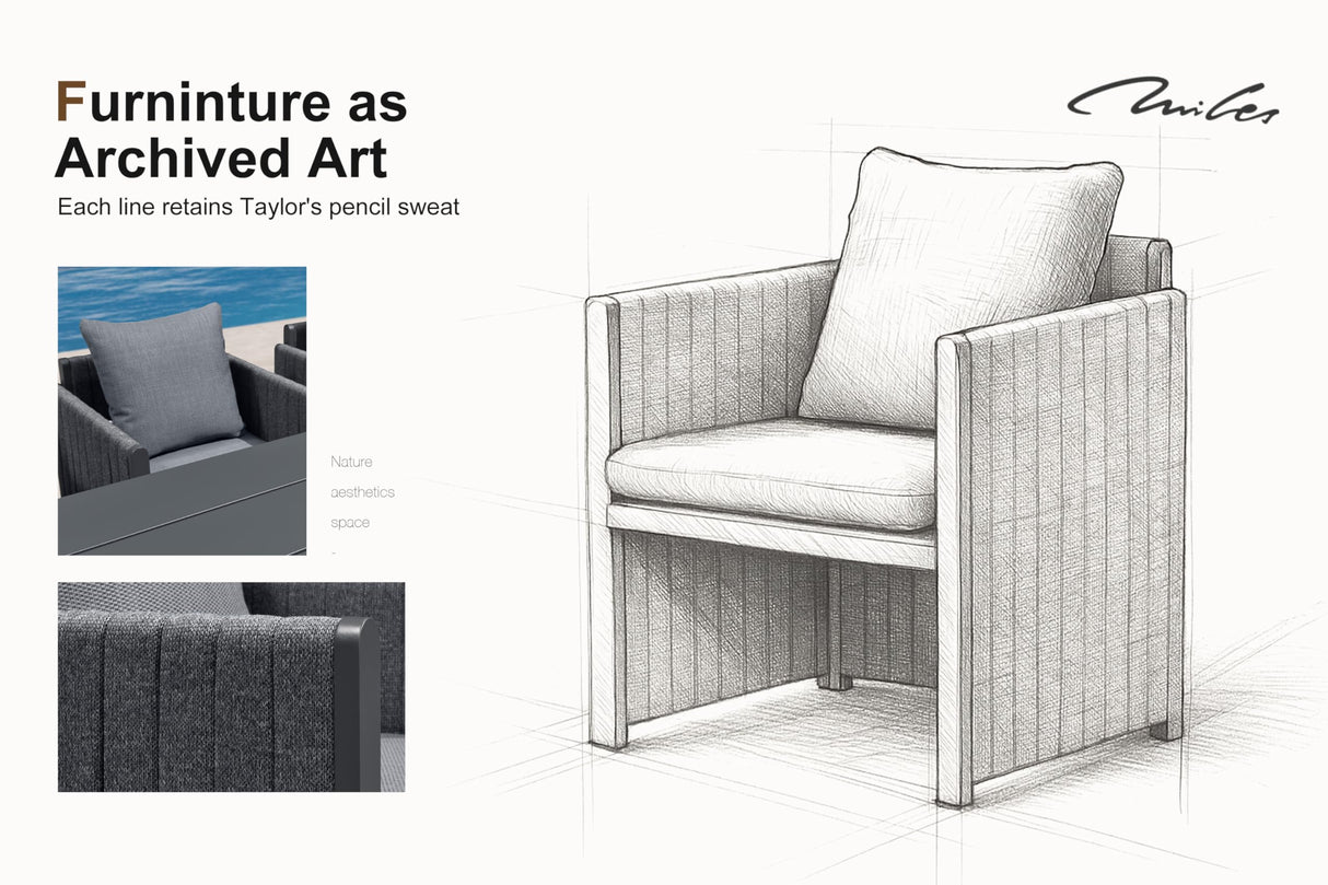 PURPLE LEAF 9 Pieces Outdoor Patio Dining Set Modern Large Weather-Resistant Table and Aluminum Chairs with Olefin Fabric Cushions for Family Dinners Indoor Decor Kitchen Grey PURPLE LEAF