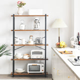 HCHQHS Bookshelf, 5-Tier Industrial Bookcase, Rustic Open Book Shelf, Freestanding Tall Bookshelves with Metal Frame HCHQHS