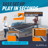 JOOLA Snapper Professional Table Tennis Net and Post Set - Portable and Easy Setup 72" Regulation Size Ping Pong Spring Activated Clamp Net, Silver JOOLA