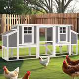 AECOJOY 98'' Extra Large Chicken Coop with Run, Wood Chicken House for 6-8 Chickens with 4 Nesting Boxes & Pull-Out Tray, Outdoor Hen Fence Poultry Pet Cage for Backyard AECOJOY