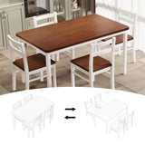 Orweiin Solid Wood Dining Table Set for 4, Farmhouse Rectangular Table and 4 Chairs Set for Kitchen, Living Room, Dining Room, Breakfast Nook, Natural+White Orweiin