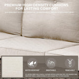 Belord 8 Pieces Patio Conversation Set with 43” Propane Fire Pit Table, Outdoor Sectional Furniture Sofa Set with Removable Cushions for Patio Deck Backyard Brown Belord