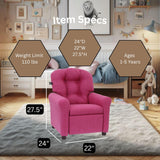 The Crew Furniture Traditional Kids Recliner, Toddler Ages 1-5 Years, Home Décor Polyester Linen, Magenta The Crew Furniture