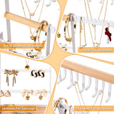 DreamGenius Jewelry Organizer Stand with Velvet Ring Holder, 4 Tier Jewelry Holder Organizer with 15 Hooks for Necklaces and 16 Holes for Earrings, White DreamGenius