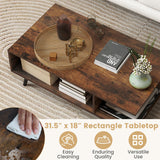 Giantex Coffee Table with Storage, Mid Century Modern Center Table for Living Room, Rectangle Tea Table with Open Storage Shelf & Floor-Anti-Scratching Tapered Metal Legs, Rustic Brown (Rustic Brown) Giantex