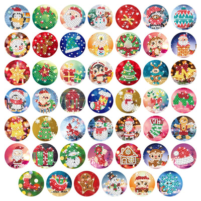MEIEST 48 PCS Colorful Christmas Art Diamond Envelope Seals Kits,5D DIY Diamond Painting Mosaic Stickers by Numbers Crafts Set for Kids and Adults,Creative Handmade Art Craft Gift