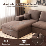 107'' L-Shaped Modern Modular Sectional Cloud Couch, 4-Seat Chenille Deep-Seat Sofa with Pillow for Living Room, Bedroom, Apartment, Camel YUODL