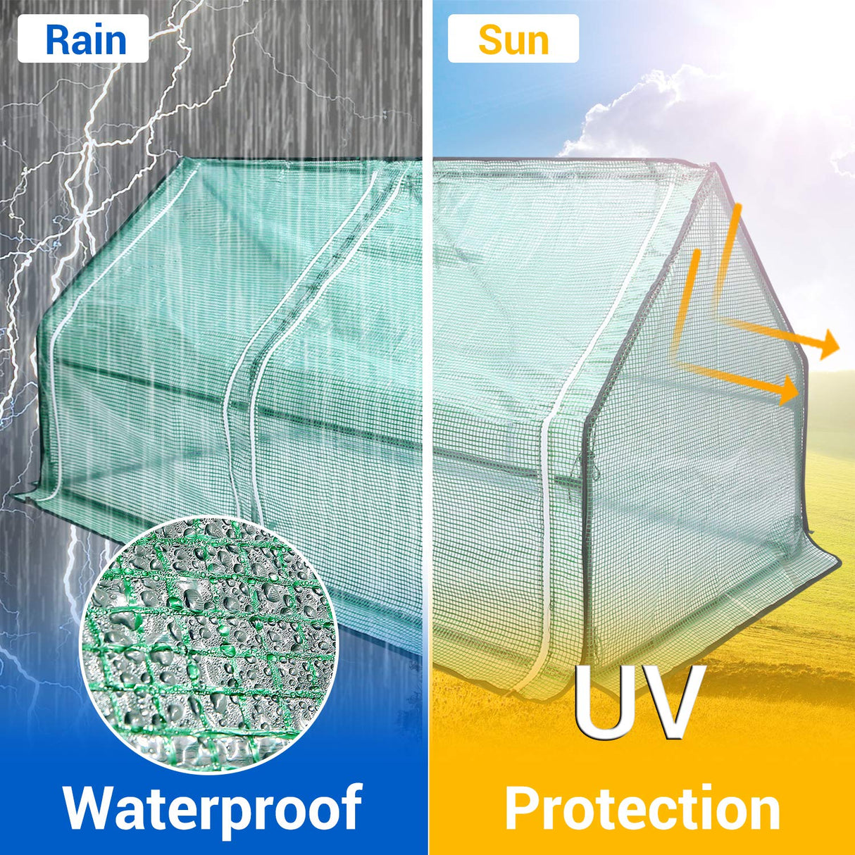 Ohuhu Portable Mini Greenhouse, 71"x36"x36" Greenhouses for Outdoors with Dual Large Zipper Doors & Ground Stakes, Waterproof & UV Protected Plastic Green House for Outside Garden Patio Backyard Ohuhu